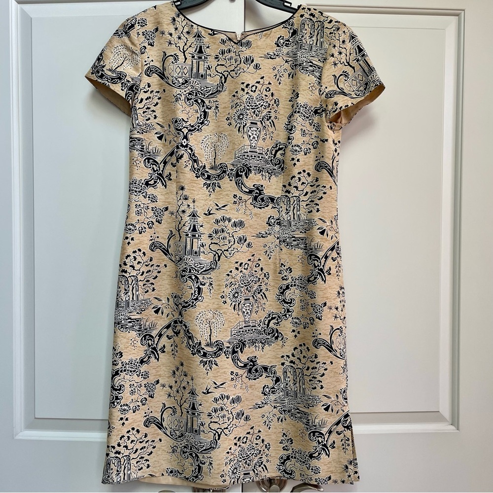 Talbots Beige and Black Patterned Dress
